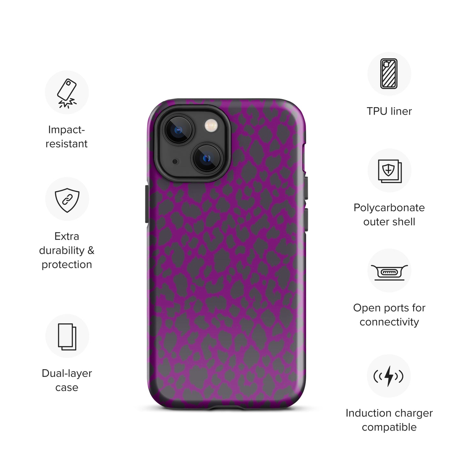 PURPLE LEOPARD TOUGH CASE FOR iPhone®