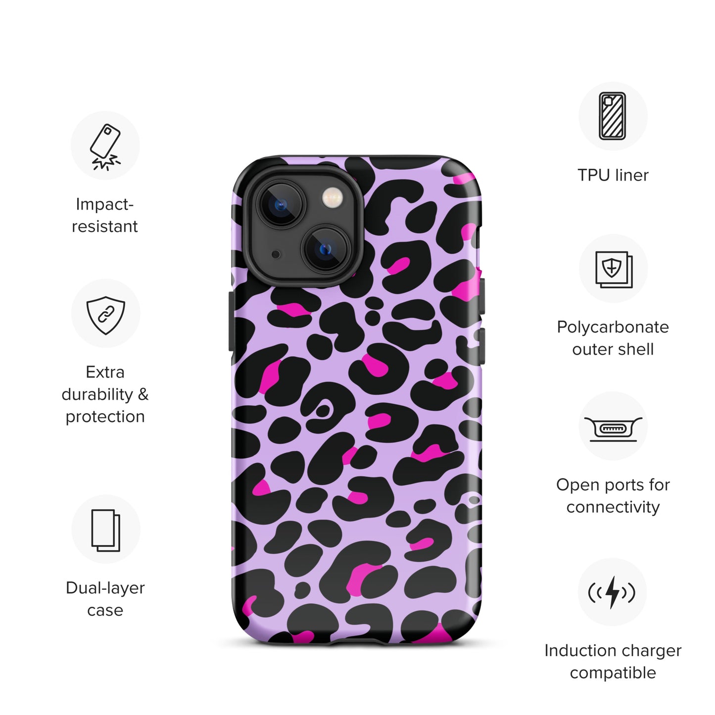 PINK & PURPLE LEOPARD TOUGH CASE FOR iPhone®