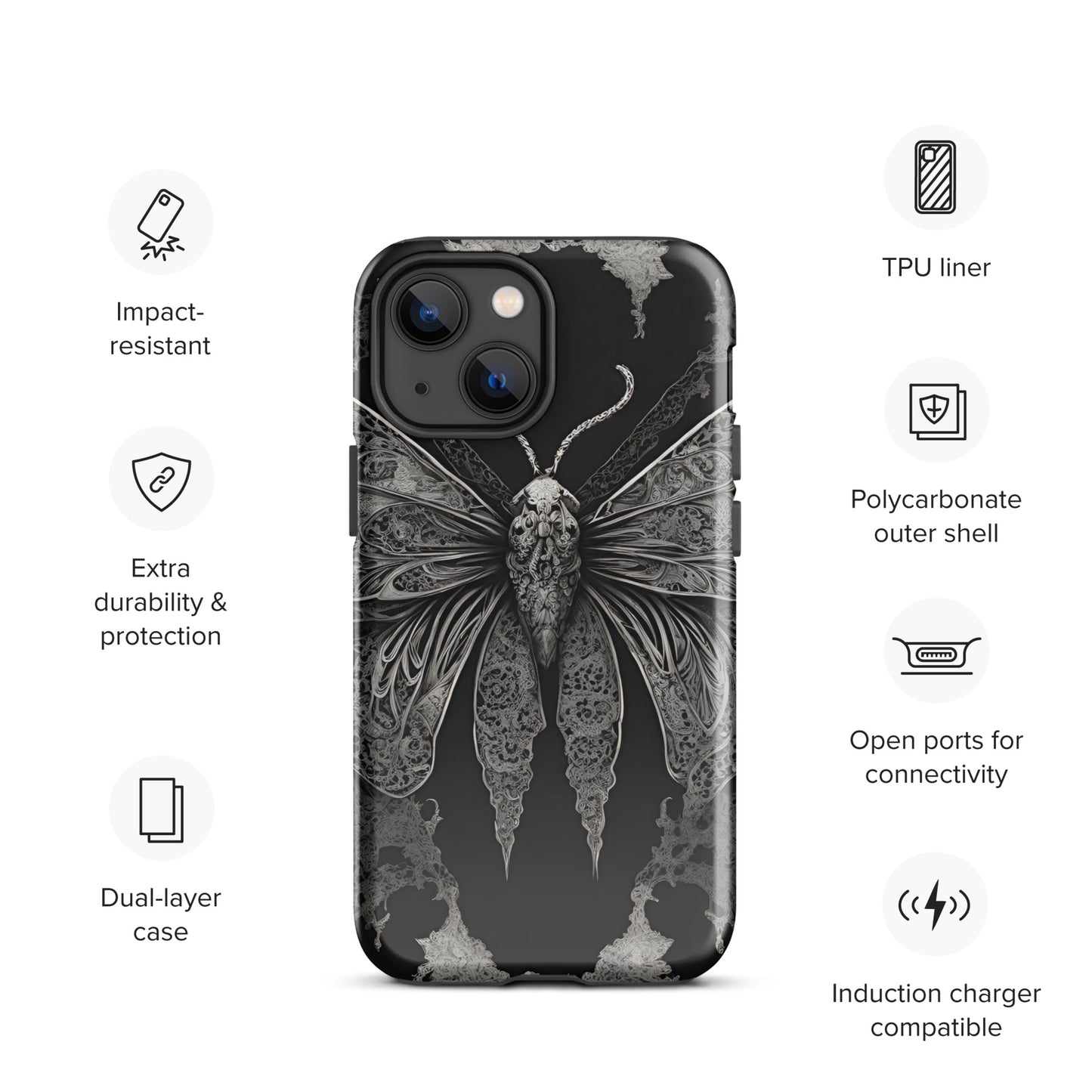 MOTH & LACE TOUGH CASE FOR iPhone®