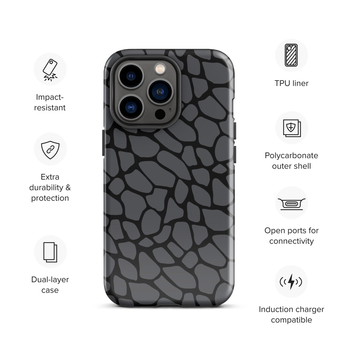 GRAY SNAKESKIN TOUGHT CASE FOR iPhone®