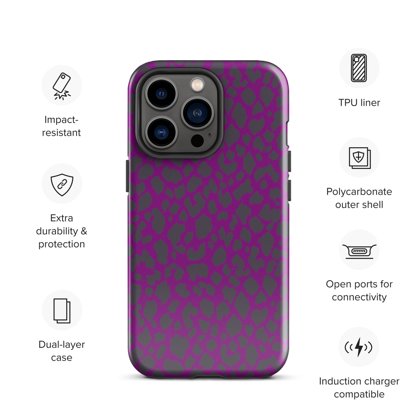 PURPLE LEOPARD TOUGH CASE FOR iPhone®