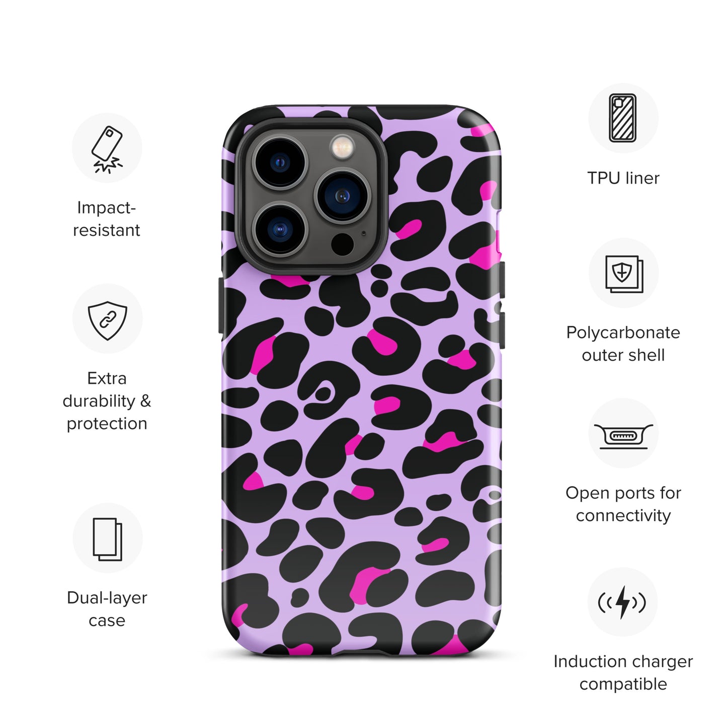 PINK & PURPLE LEOPARD TOUGH CASE FOR iPhone®