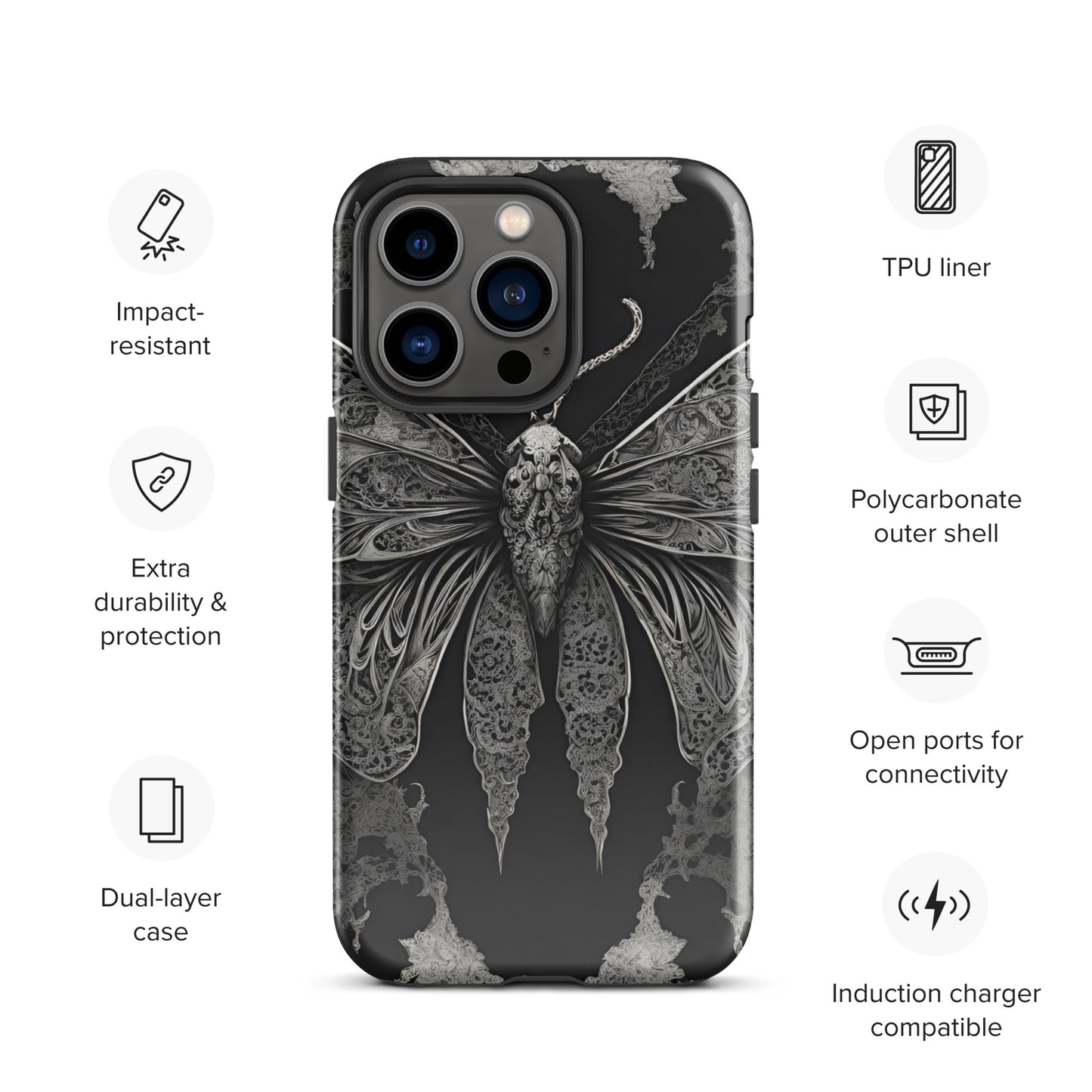 MOTH & LACE TOUGH CASE FOR iPhone®