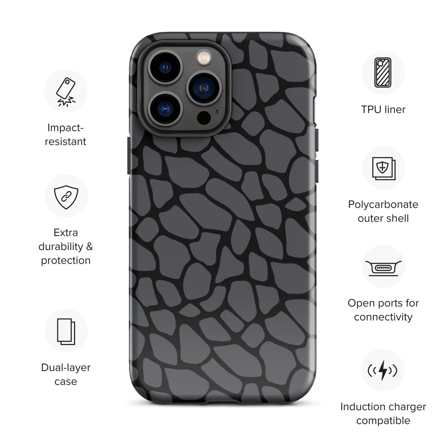 GRAY SNAKESKIN TOUGHT CASE FOR iPhone®