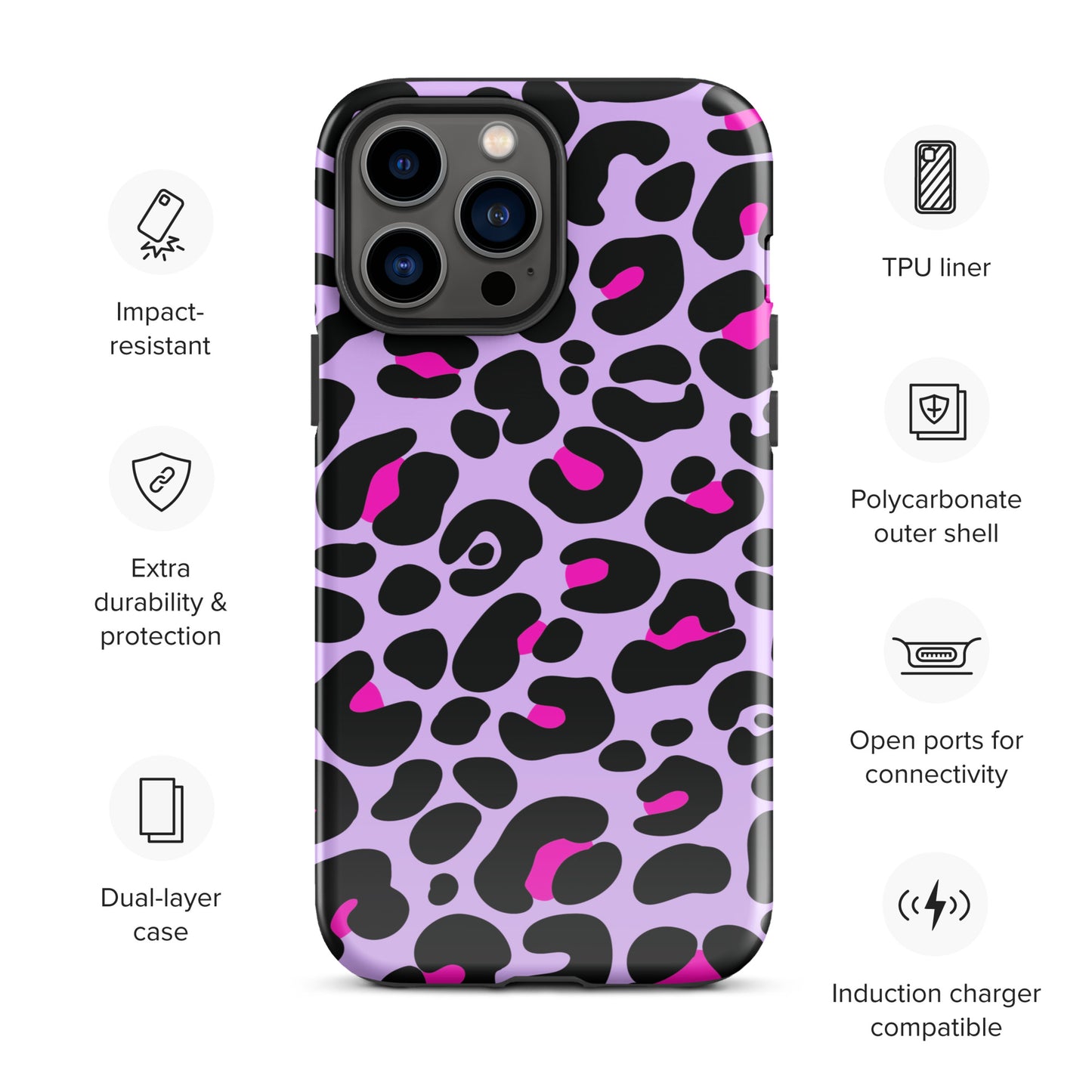 PINK & PURPLE LEOPARD TOUGH CASE FOR iPhone®