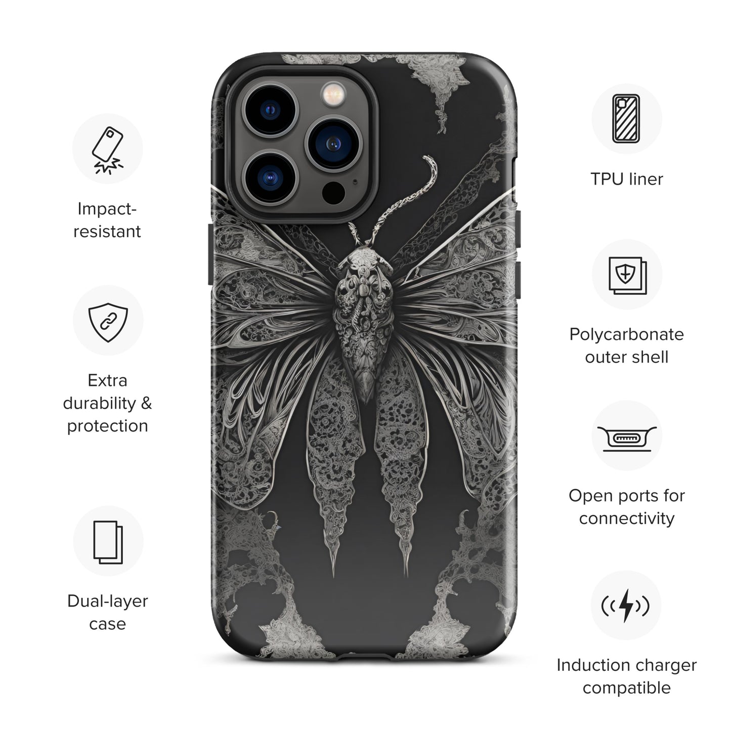 MOTH & LACE TOUGH CASE FOR iPhone®