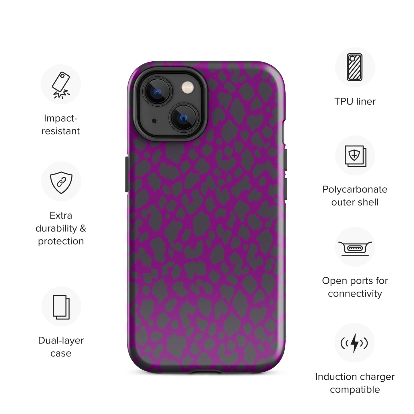 PURPLE LEOPARD TOUGH CASE FOR iPhone®