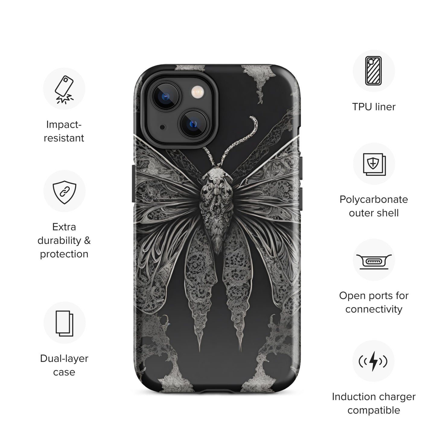 MOTH & LACE TOUGH CASE FOR iPhone®