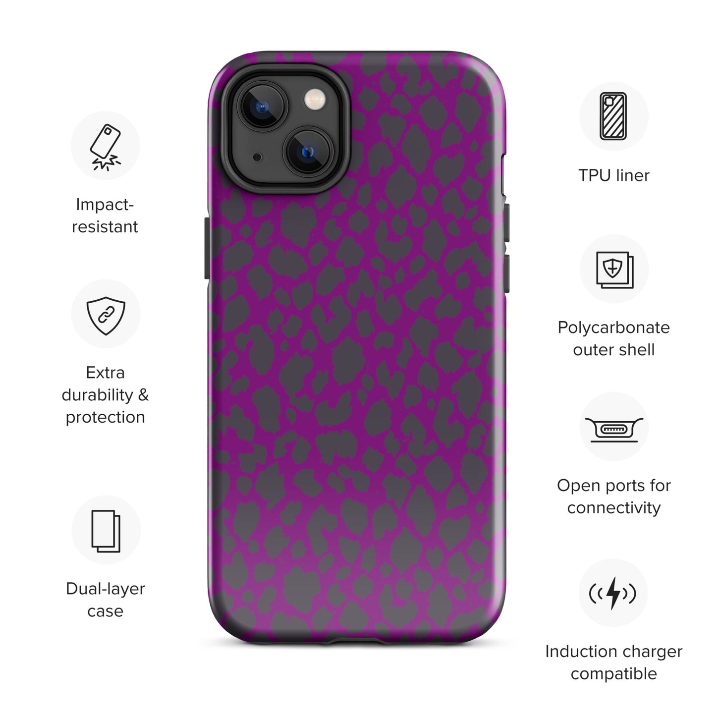 PURPLE LEOPARD TOUGH CASE FOR iPhone®