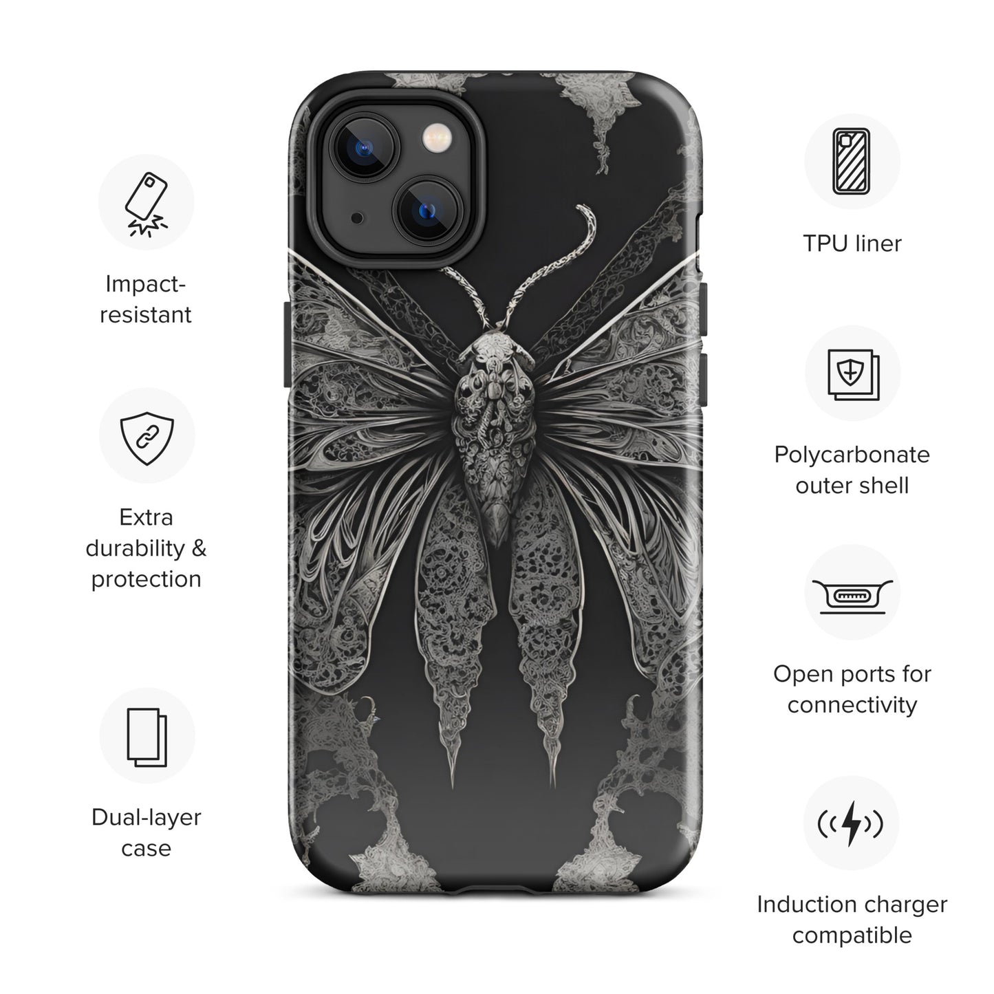 MOTH & LACE TOUGH CASE FOR iPhone®