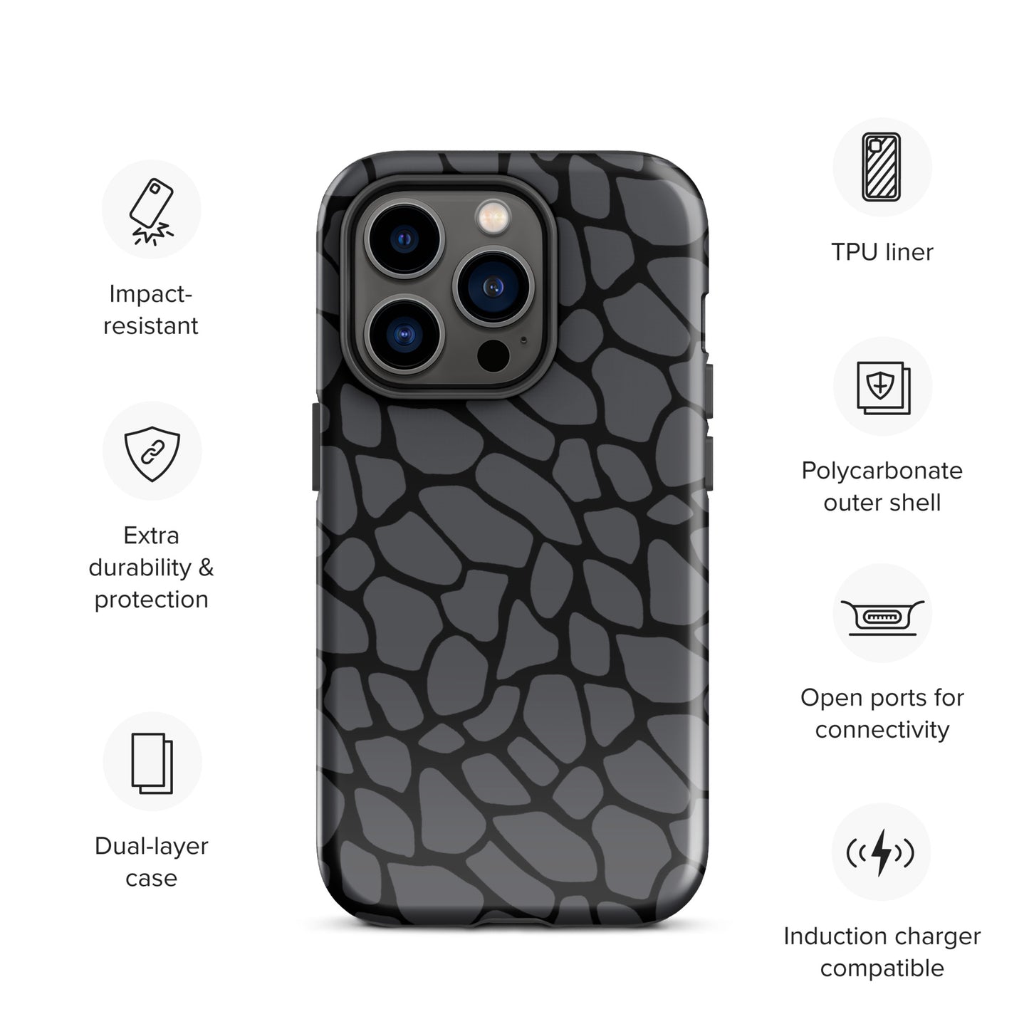 GRAY SNAKESKIN TOUGHT CASE FOR iPhone®