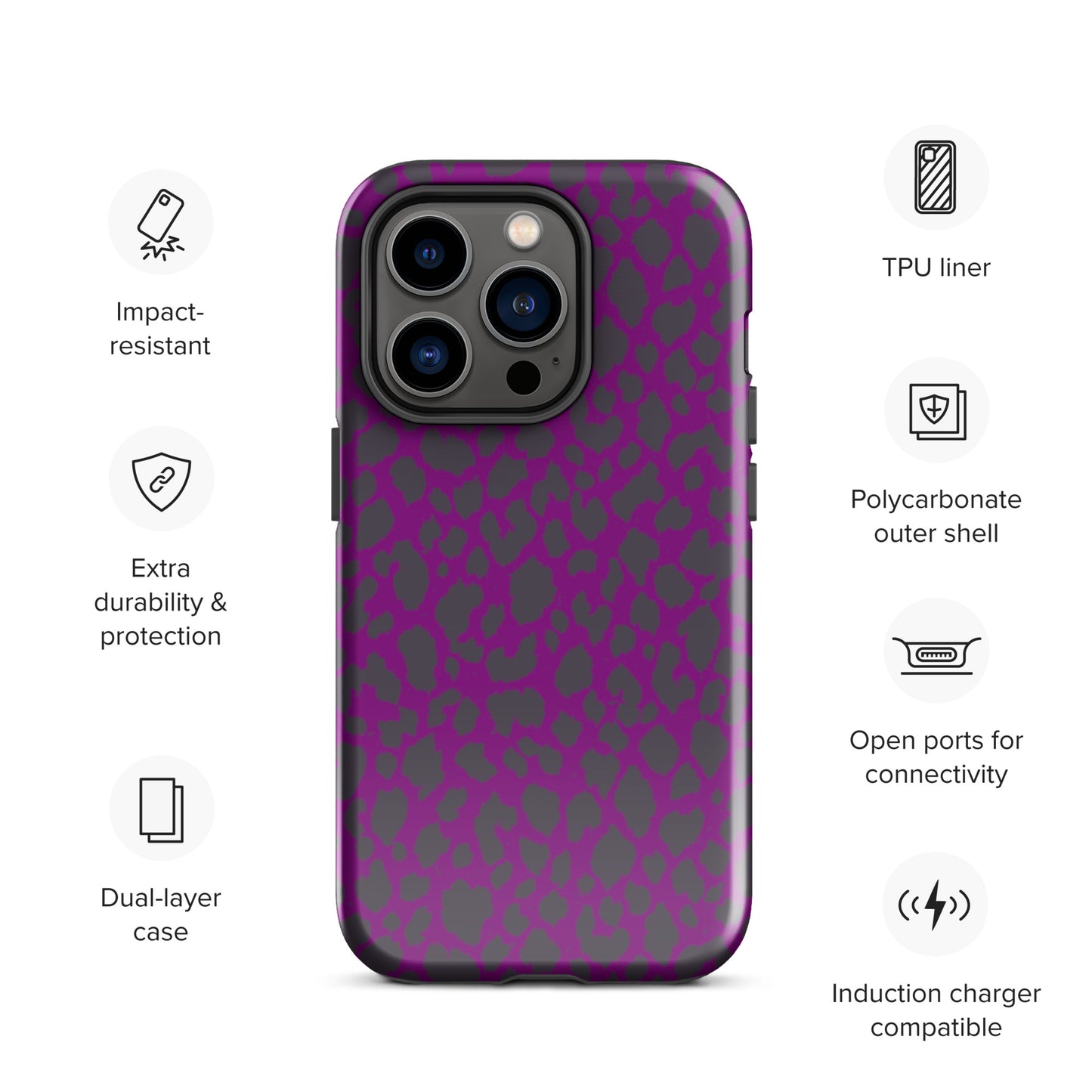 PURPLE LEOPARD TOUGH CASE FOR iPhone®