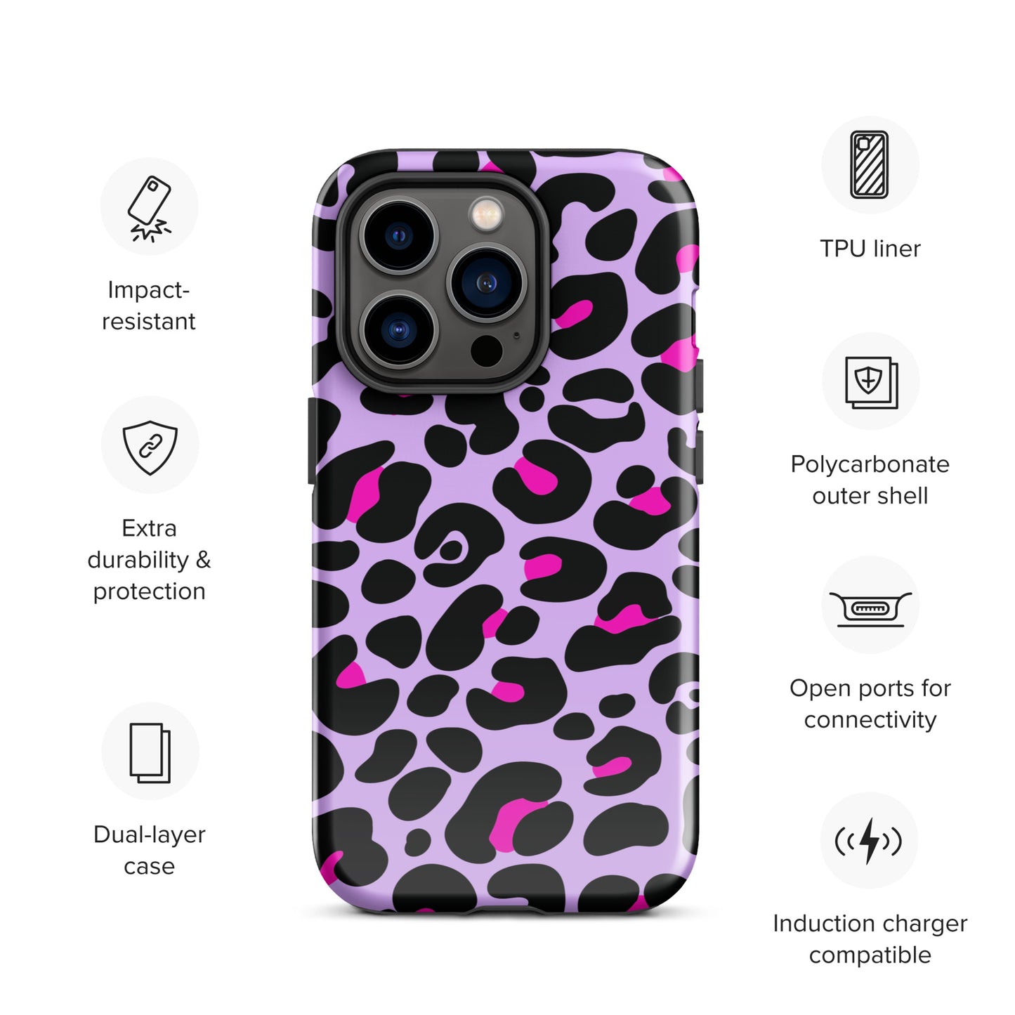 PINK & PURPLE LEOPARD TOUGH CASE FOR iPhone®