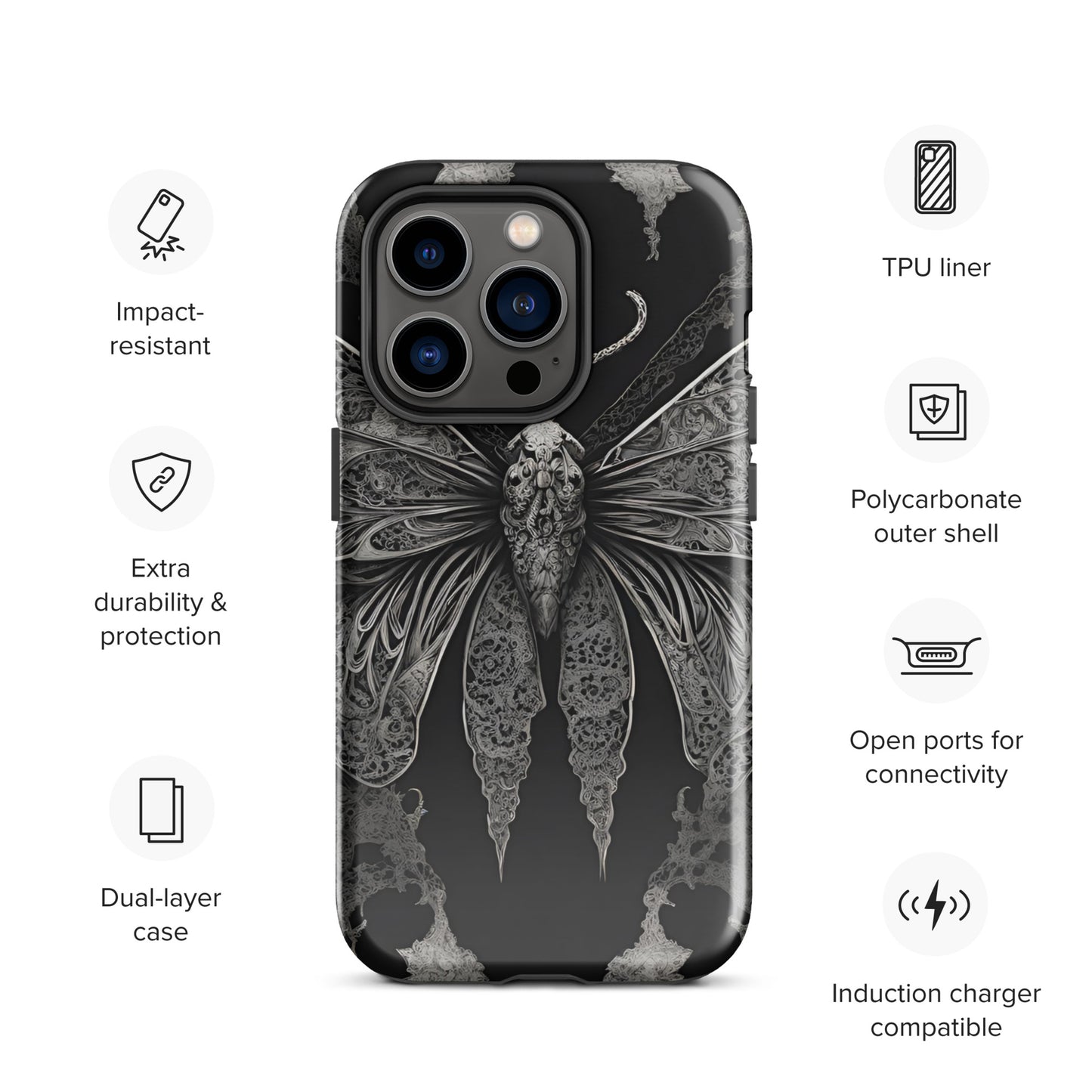 MOTH & LACE TOUGH CASE FOR iPhone®