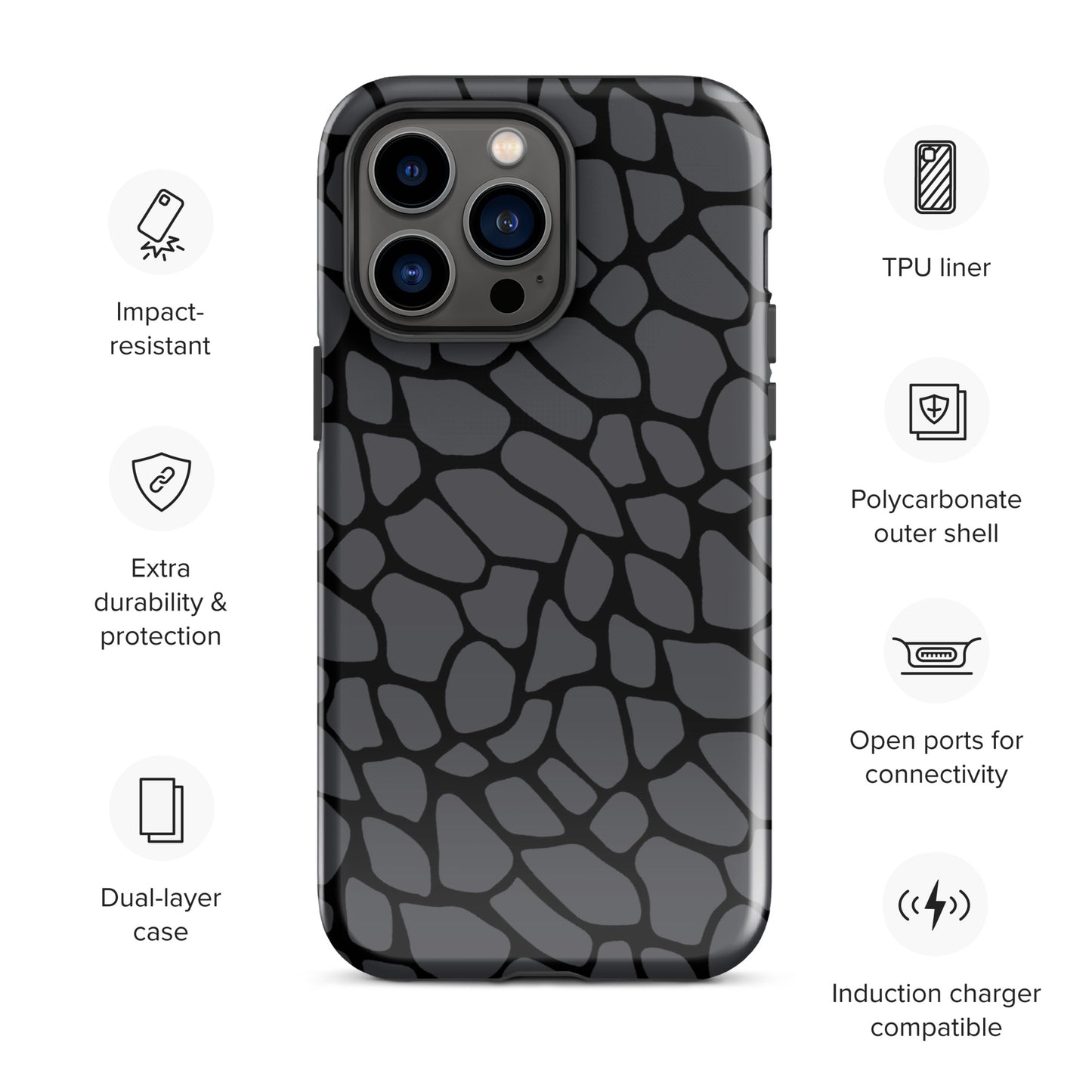 GRAY SNAKESKIN TOUGHT CASE FOR iPhone®