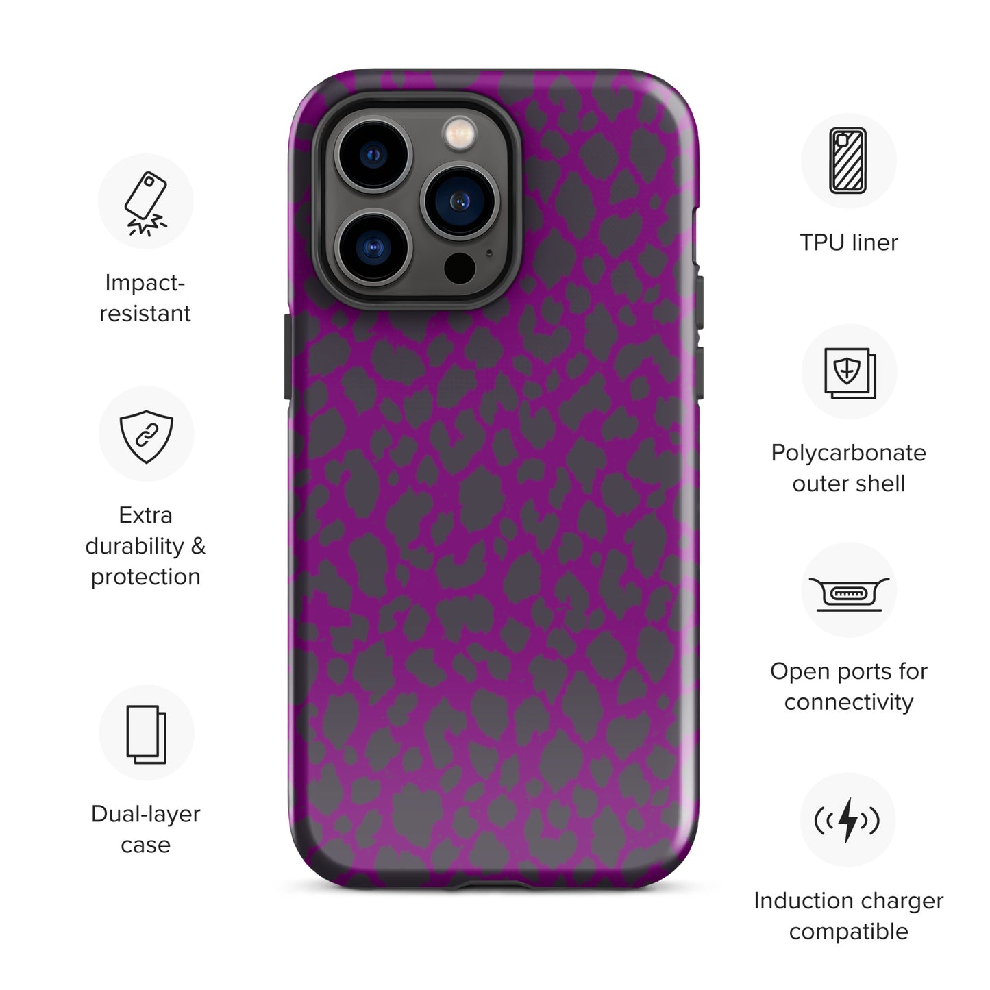 PURPLE LEOPARD TOUGH CASE FOR iPhone®