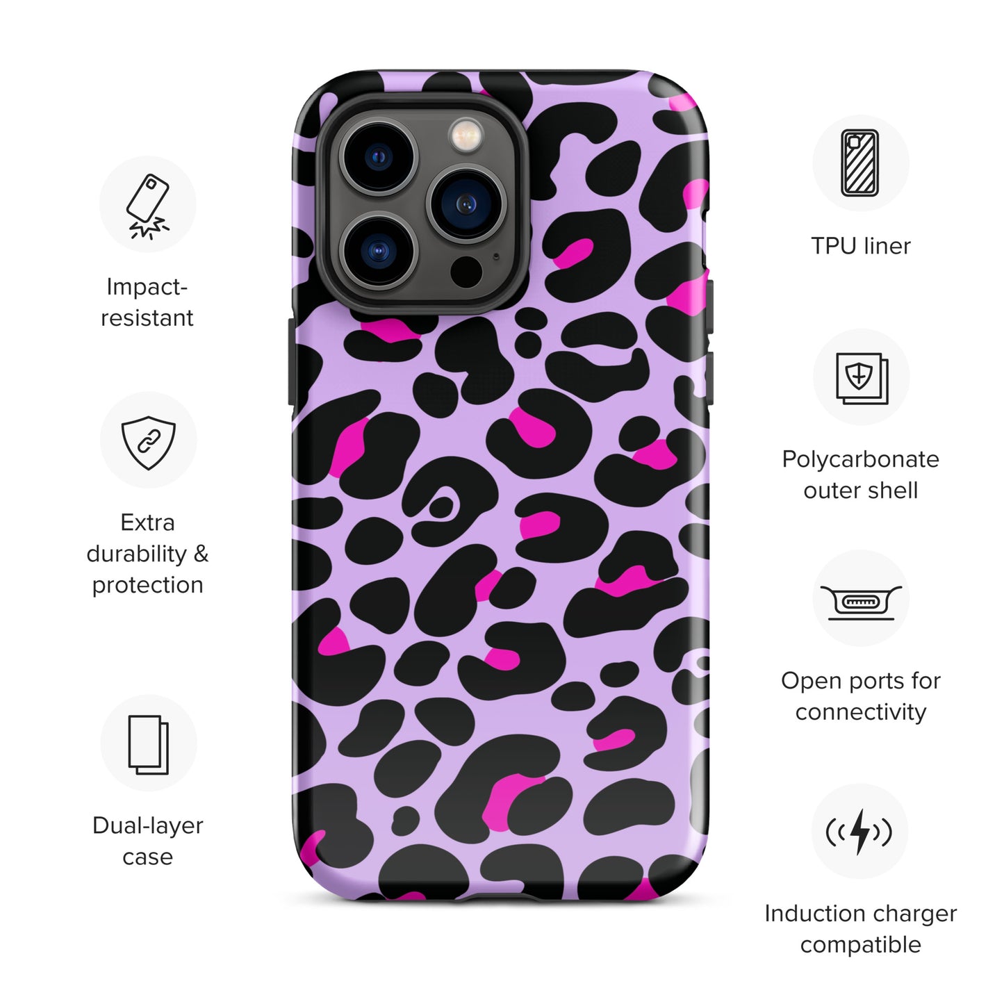 PINK & PURPLE LEOPARD TOUGH CASE FOR iPhone®