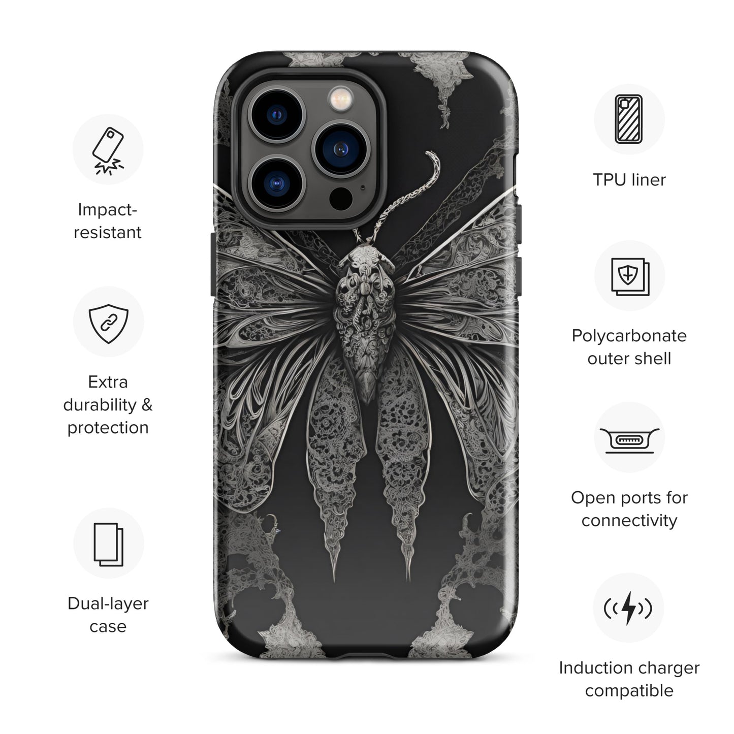 MOTH & LACE TOUGH CASE FOR iPhone®