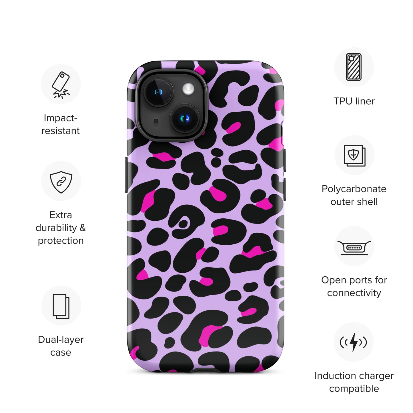 PINK & PURPLE LEOPARD TOUGH CASE FOR iPhone®