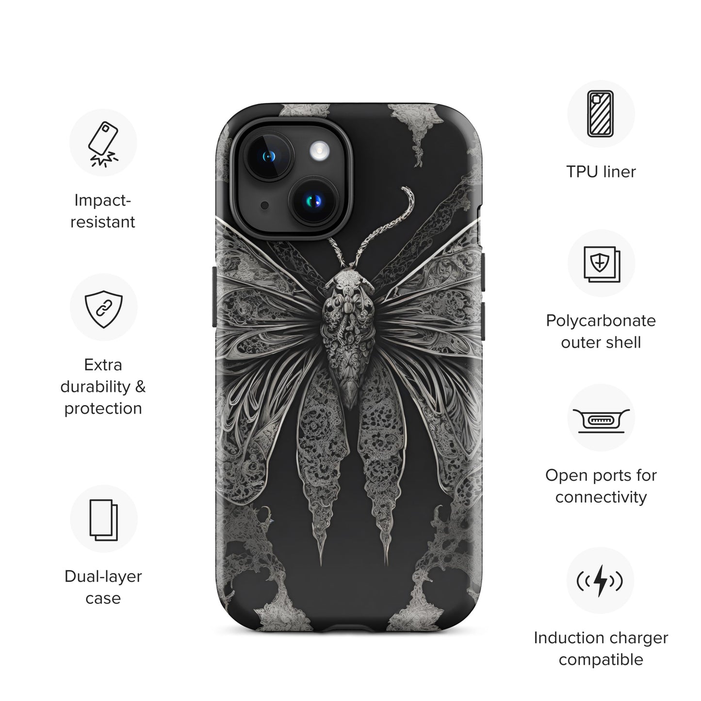 MOTH & LACE TOUGH CASE FOR iPhone®