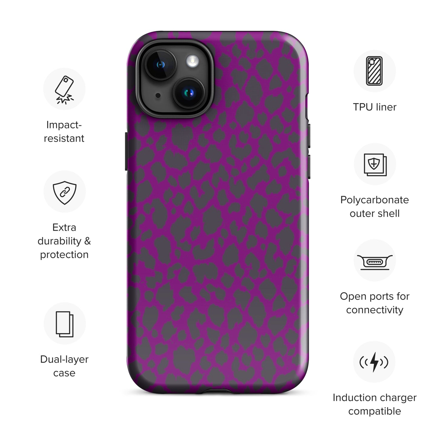 PURPLE LEOPARD TOUGH CASE FOR iPhone®