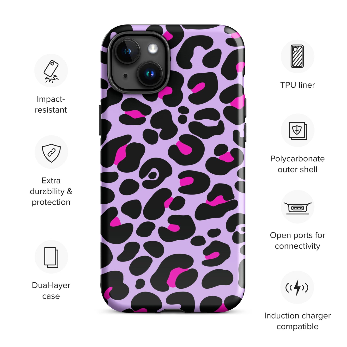 PINK & PURPLE LEOPARD TOUGH CASE FOR iPhone®