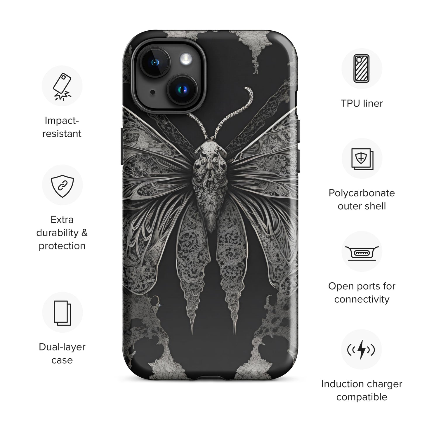MOTH & LACE TOUGH CASE FOR iPhone®