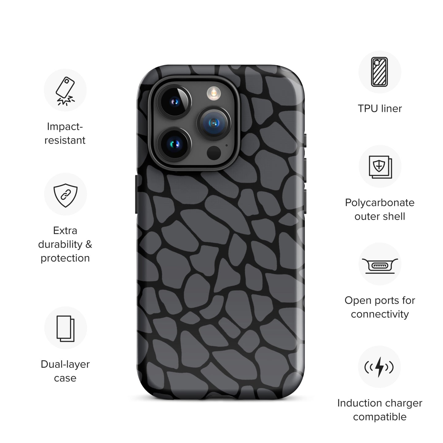 GRAY SNAKESKIN TOUGHT CASE FOR iPhone®