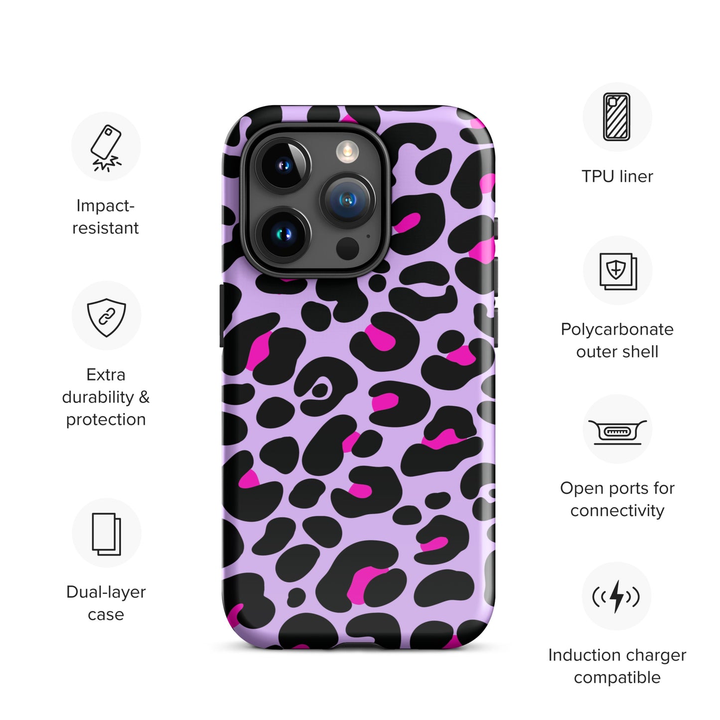 PINK & PURPLE LEOPARD TOUGH CASE FOR iPhone®