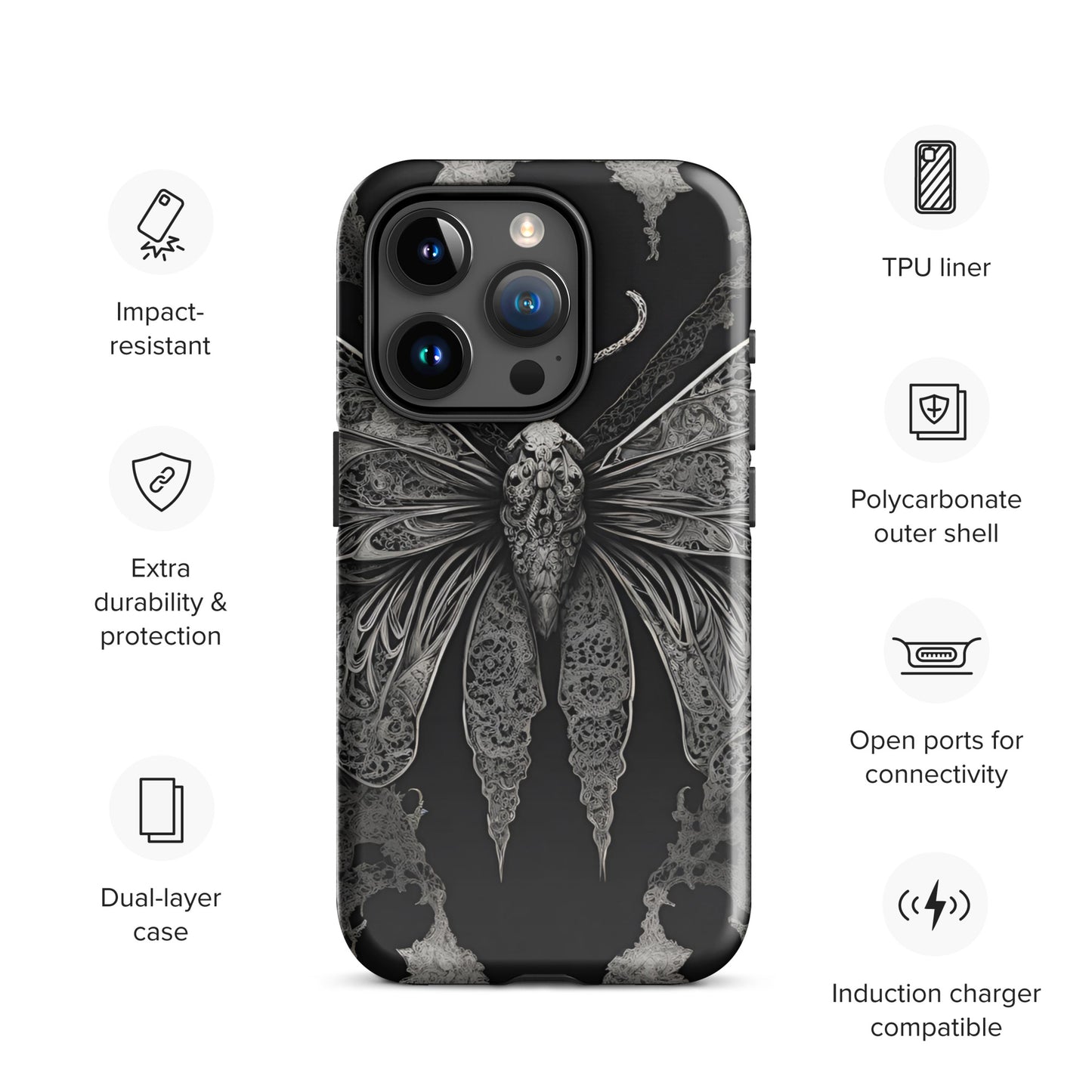 MOTH & LACE TOUGH CASE FOR iPhone®