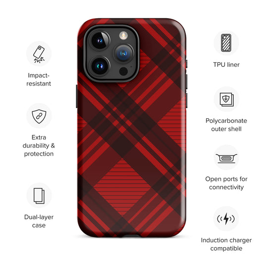 RED PLAID TOUGH CASE FOR iPHONE