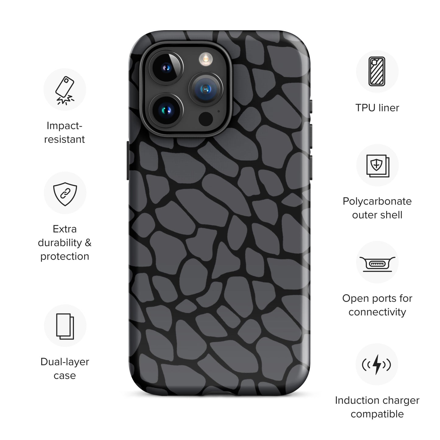 GRAY SNAKESKIN TOUGHT CASE FOR iPhone®