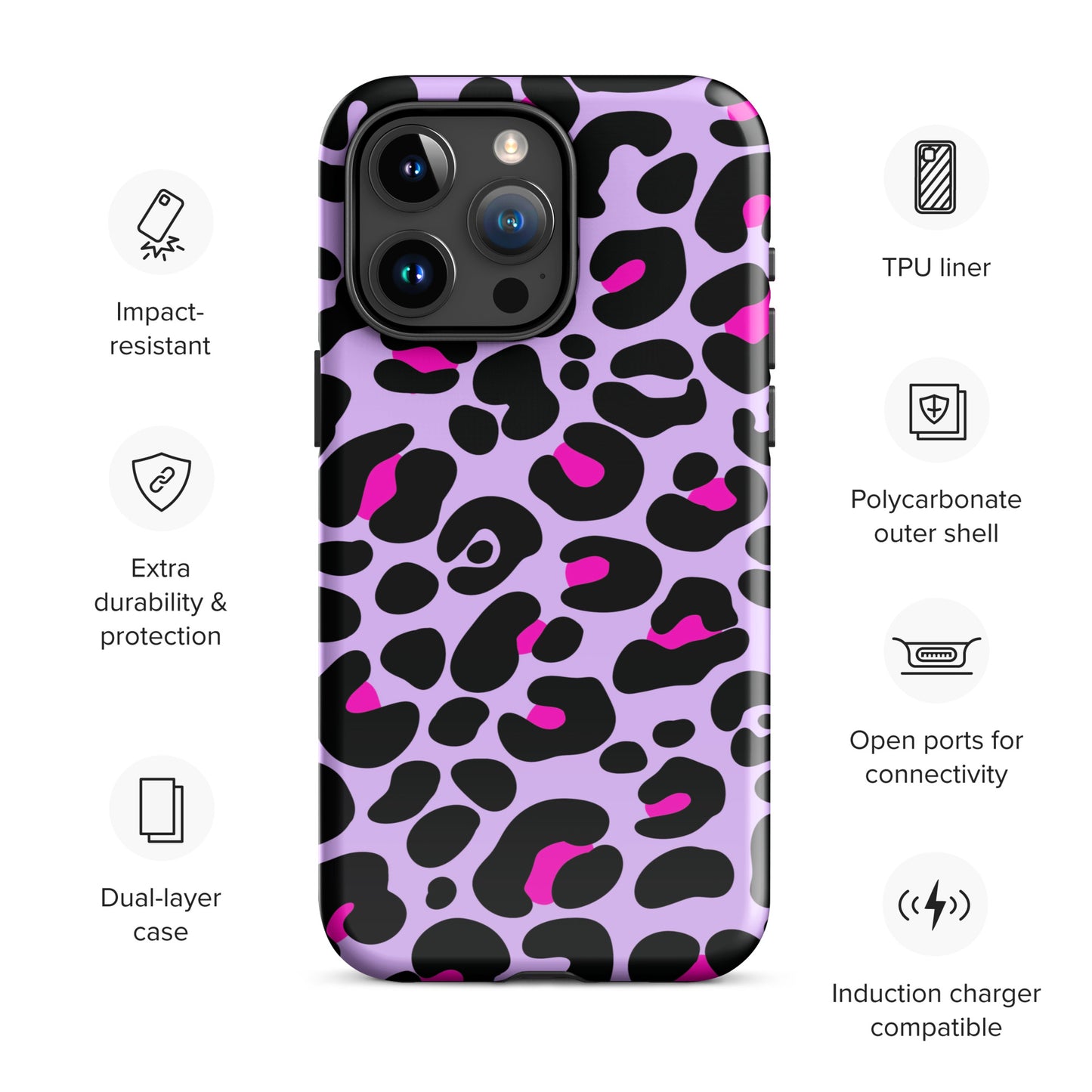 PINK & PURPLE LEOPARD TOUGH CASE FOR iPhone®