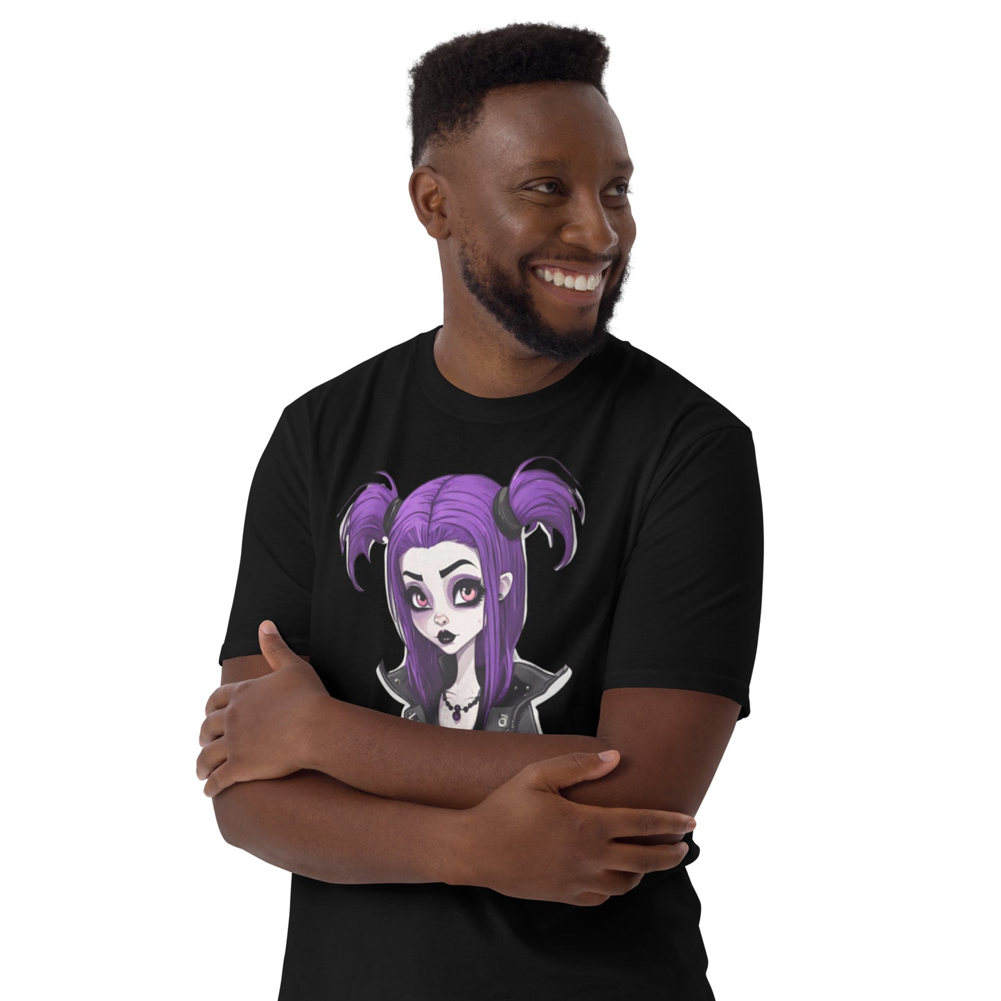PURPLE HAIR GOTH GIRL SHORT SLEEVE TEE