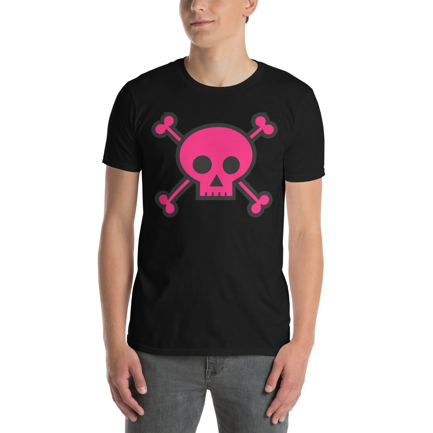 PINK SKULL & BONES SHORT SLEEVE UNISEX TEE