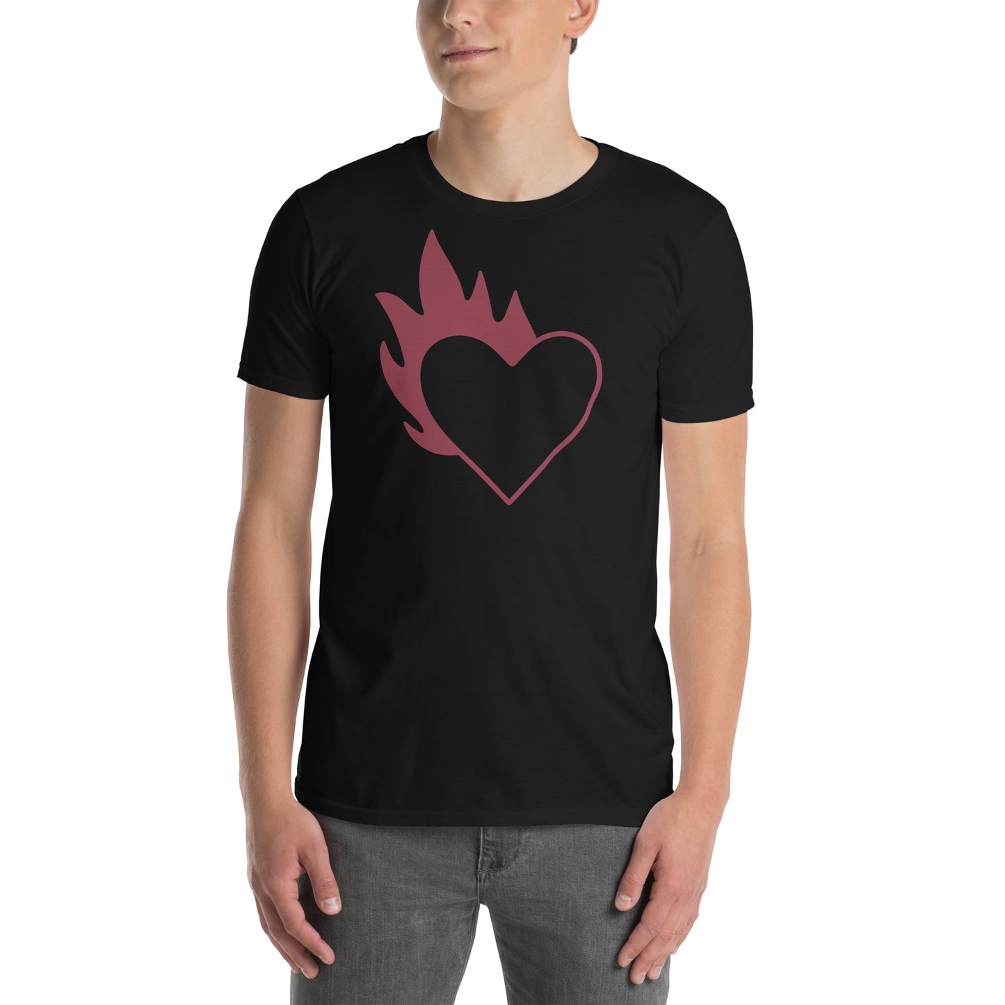 FLAMING HEART UNISEX SHORT SLEEVE TEE