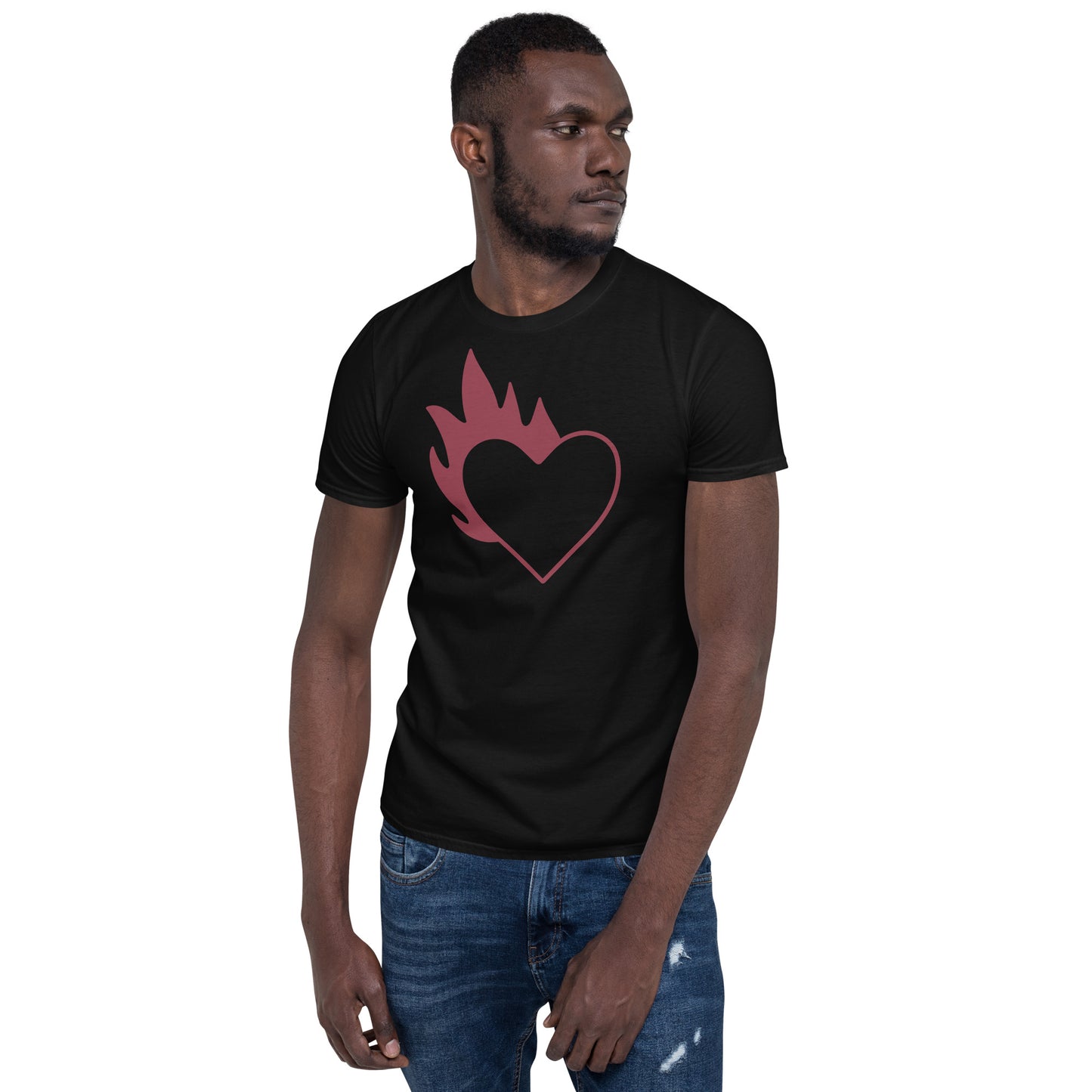 FLAMING HEART UNISEX SHORT SLEEVE TEE