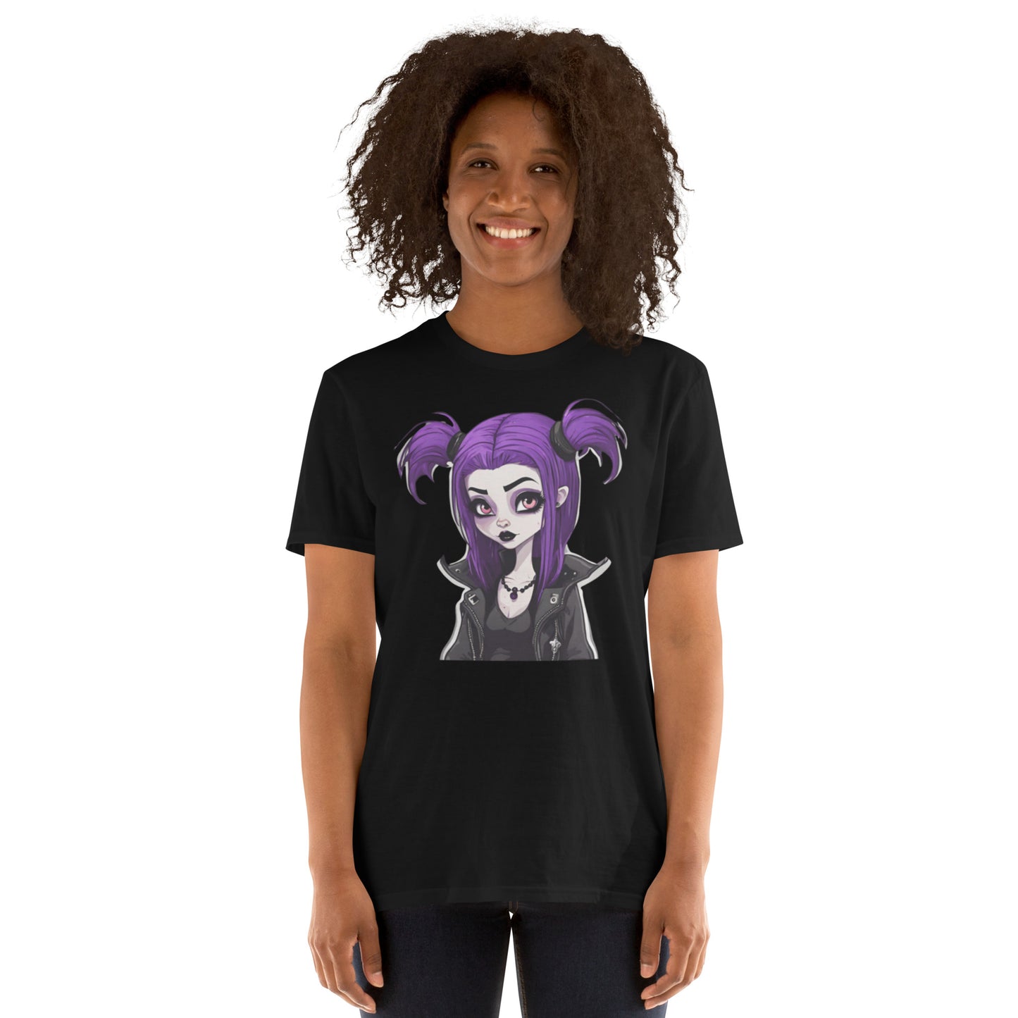 PURPLE HAIR GOTH GIRL SHORT SLEEVE TEE