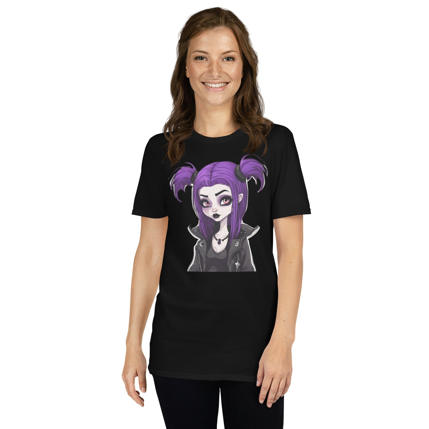 PURPLE HAIR GOTH GIRL SHORT SLEEVE TEE