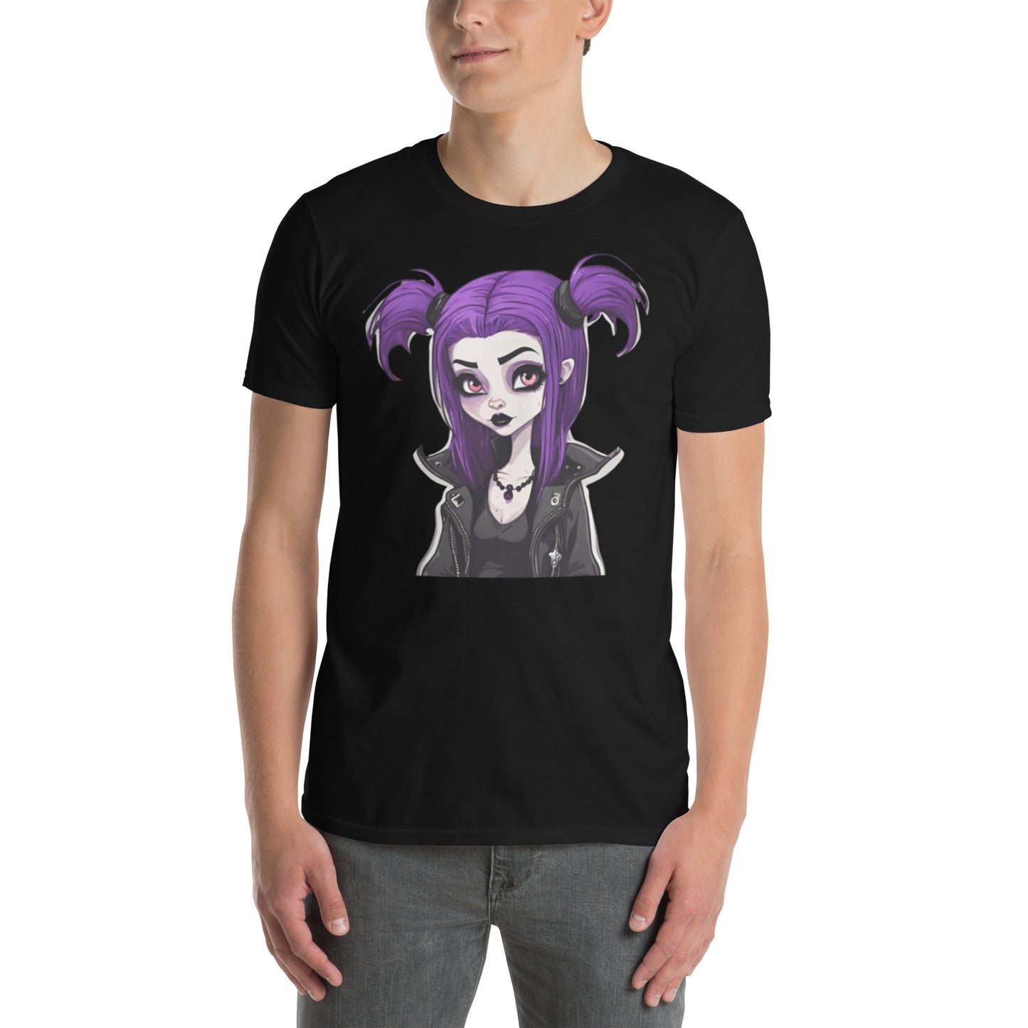 PURPLE HAIR GOTH GIRL SHORT SLEEVE TEE
