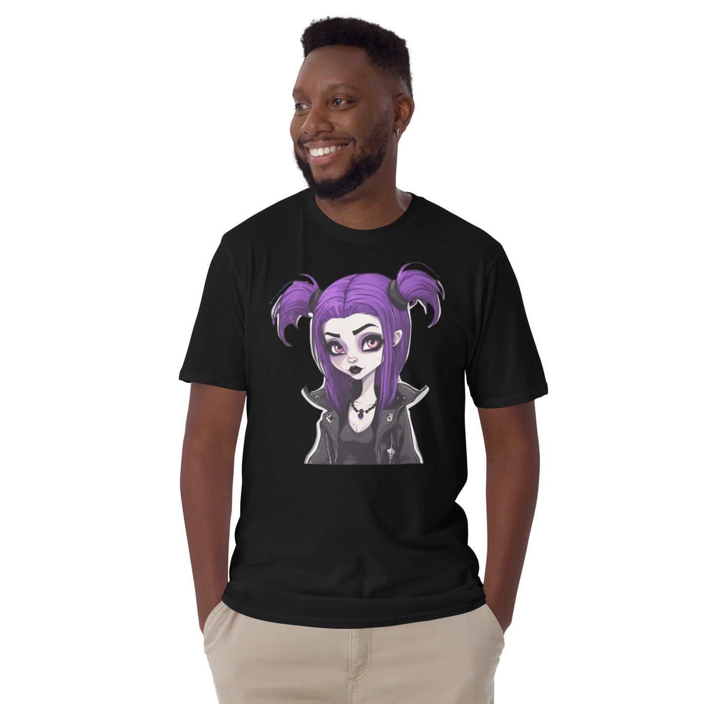 PURPLE HAIR GOTH GIRL SHORT SLEEVE TEE