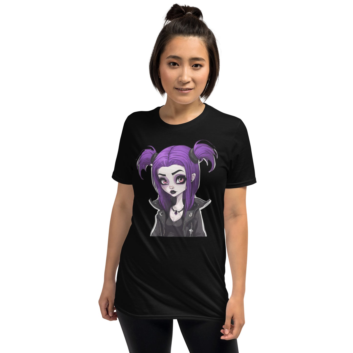 PURPLE HAIR GOTH GIRL SHORT SLEEVE TEE