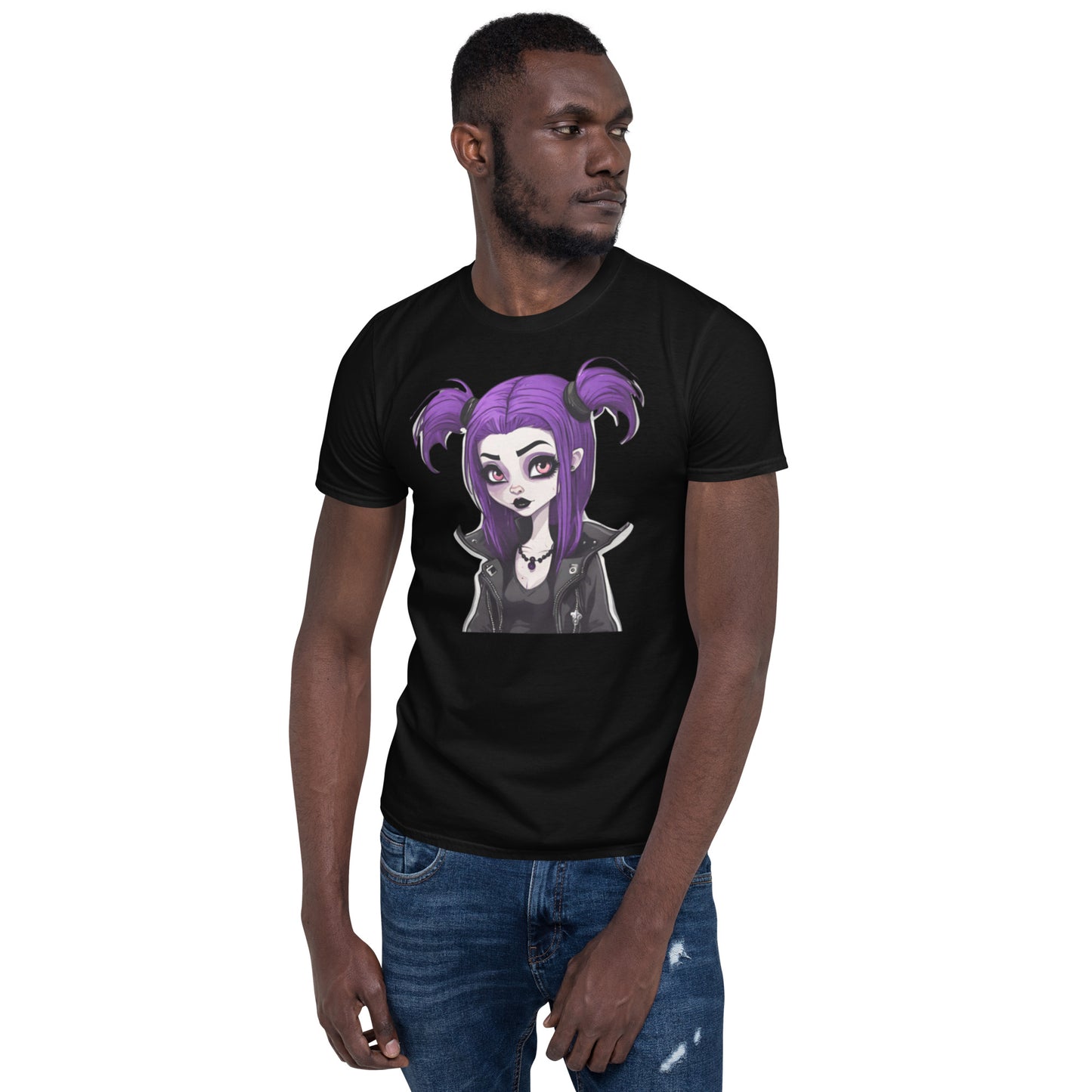 PURPLE HAIR GOTH GIRL SHORT SLEEVE TEE