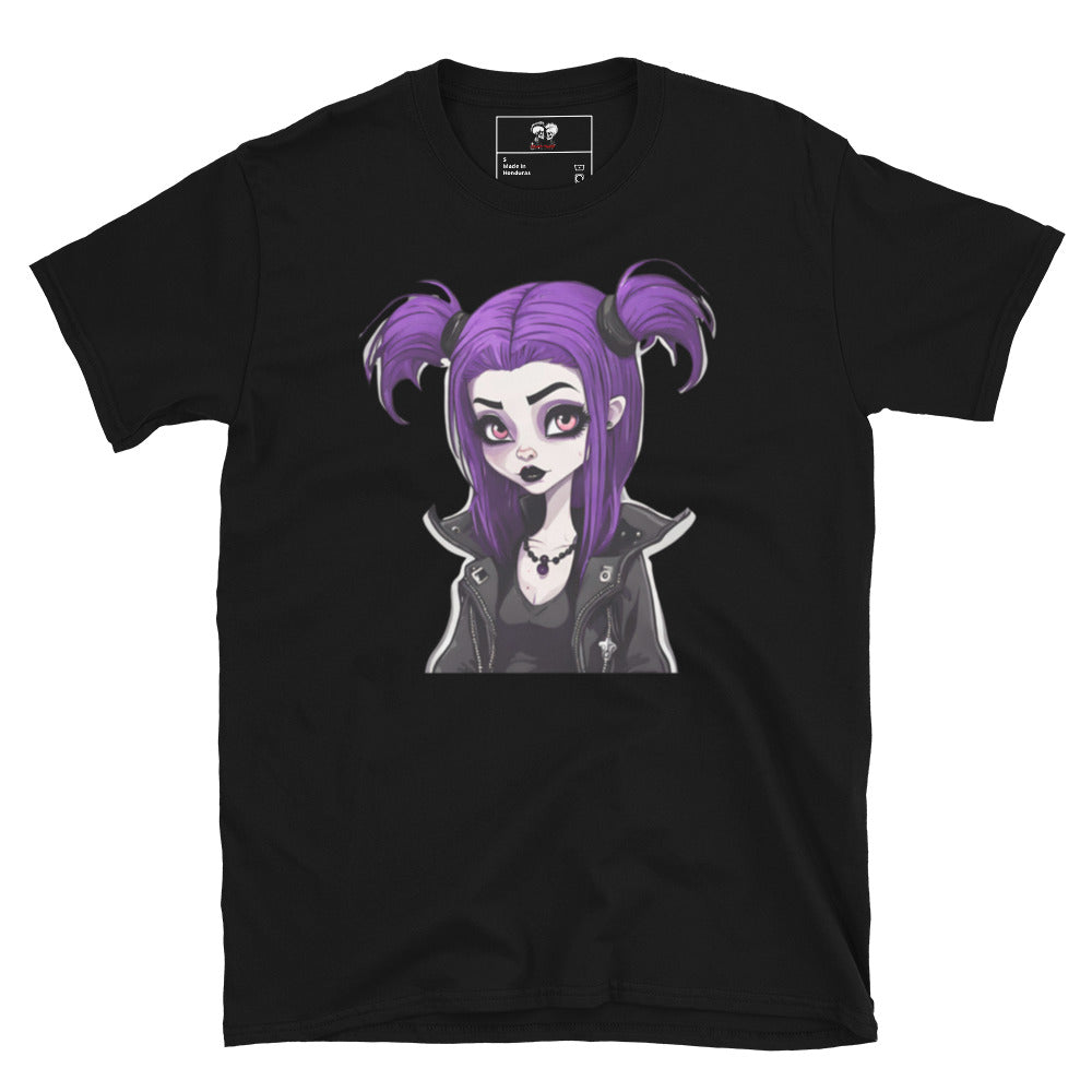 PURPLE HAIR GOTH GIRL SHORT SLEEVE TEE