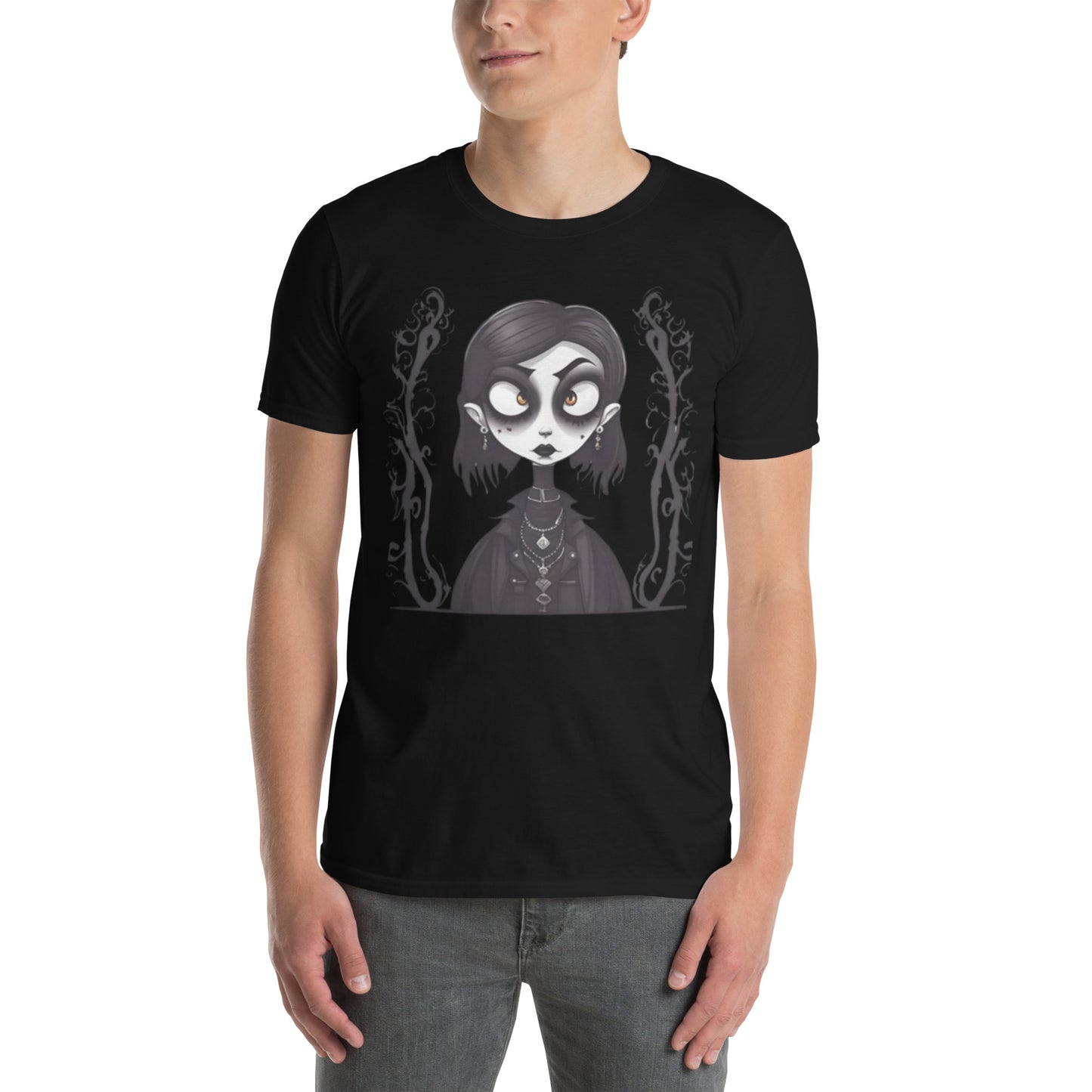 WIDE EYED GOTH GIRL SHORT SLEEVE UNISEX TEE