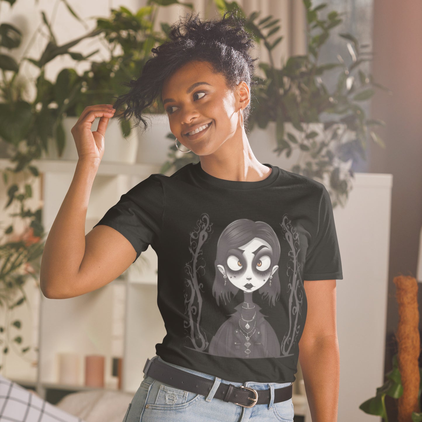 WIDE EYED GOTH GIRL SHORT SLEEVE UNISEX TEE