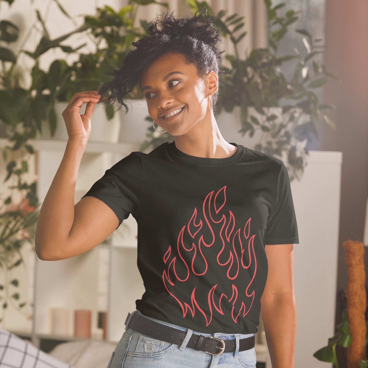 RED FLAME SHORT SLEEVE UNISEX TEE