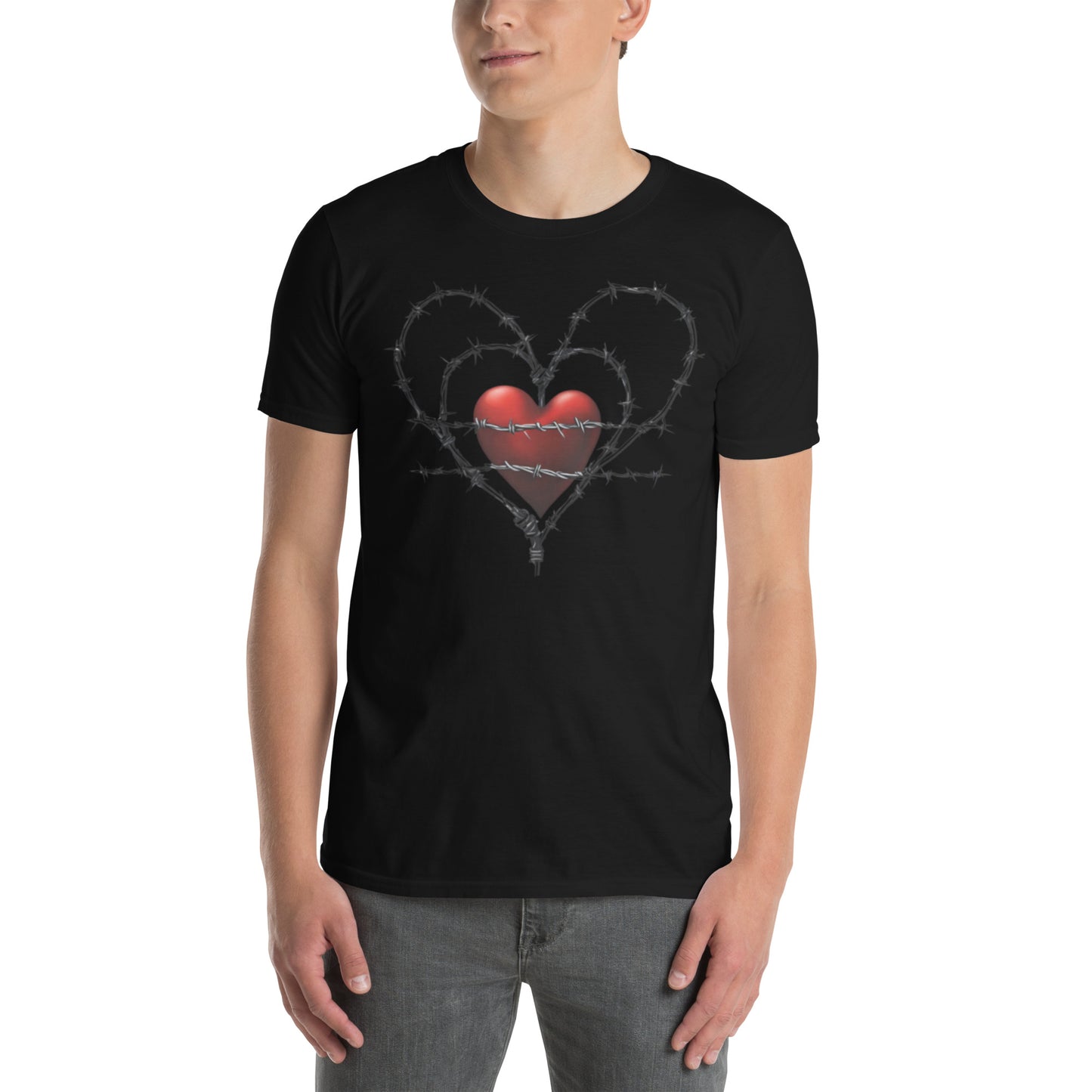 BARBED RED HEART SHORT SLEEVE UNISEX TEE