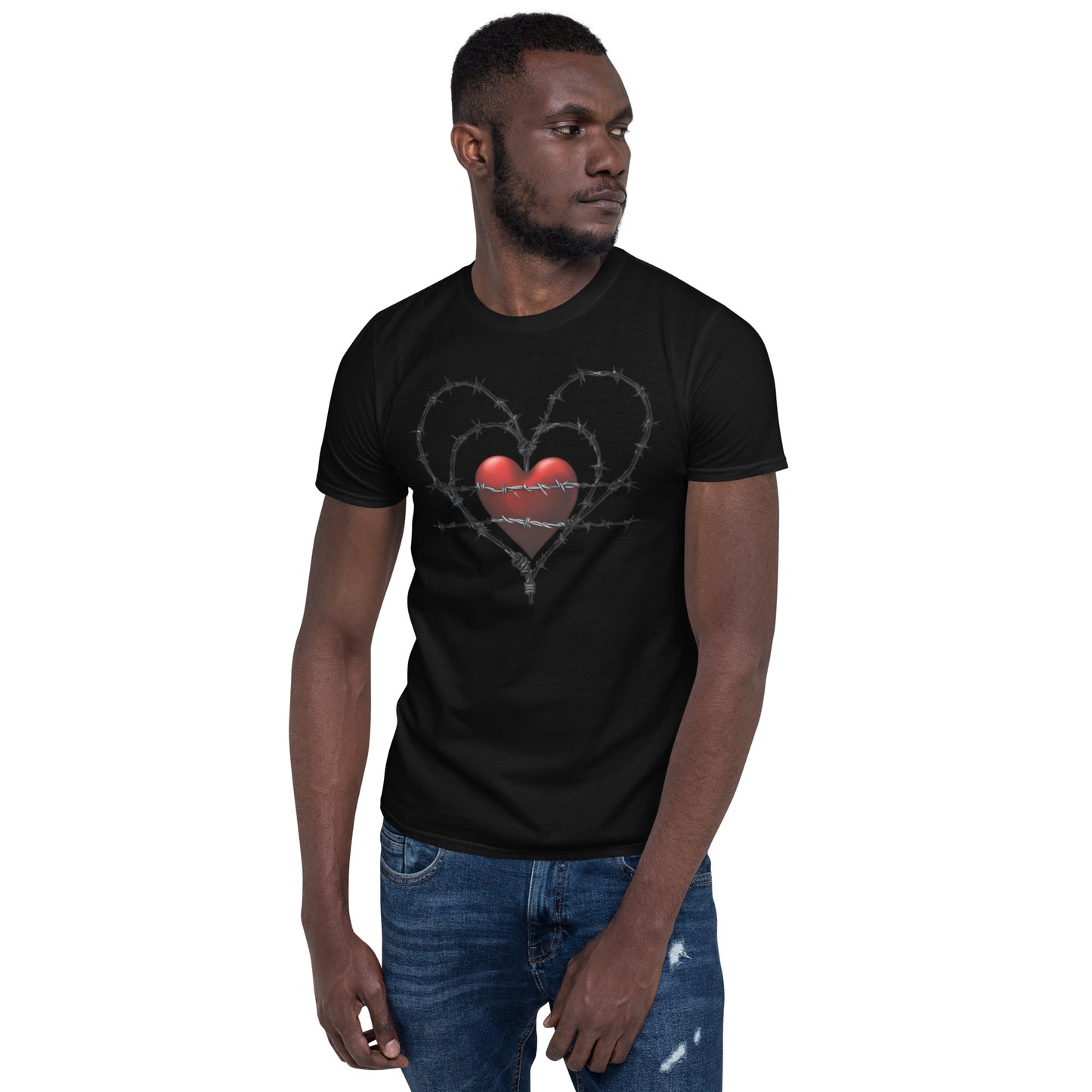 BARBED RED HEART SHORT SLEEVE UNISEX TEE