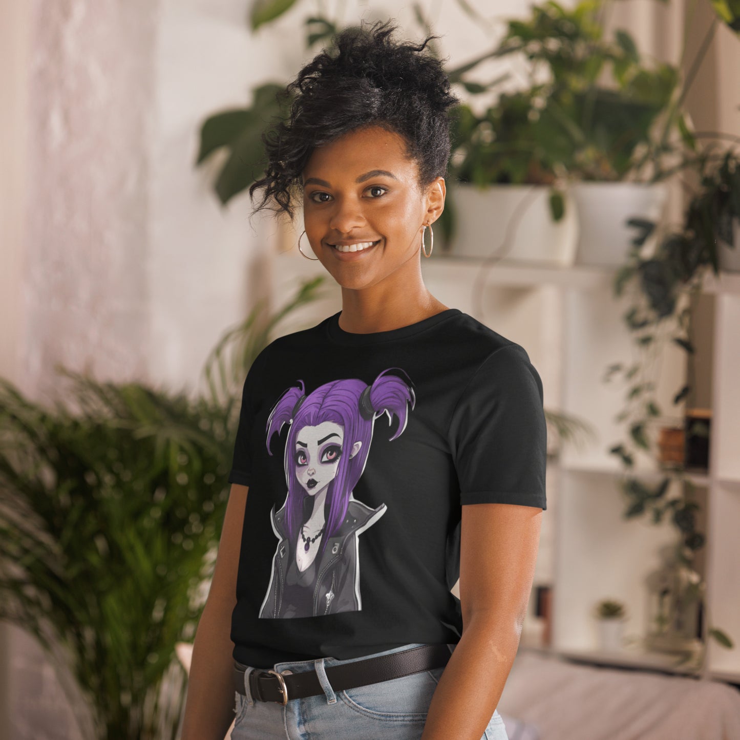 PURPLE HAIR GOTH GIRL SHORT SLEEVE TEE